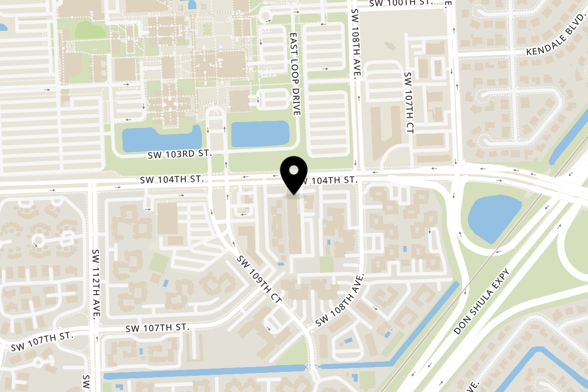 Map showing the location of Diced Kendall on 10840 SW 104th St in Miami