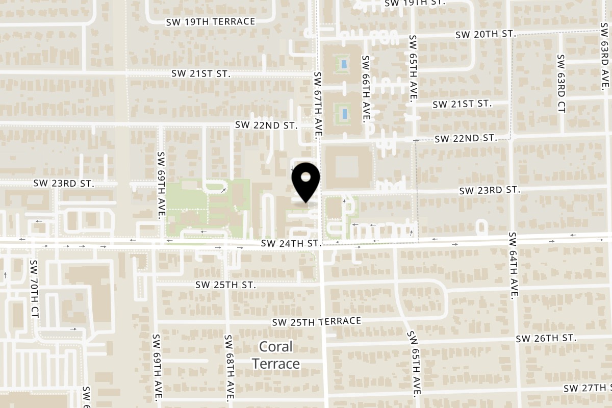 Map showing the location of Diced 67th Avenue on 2342 SW 67th Ave in Miami
